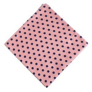 Salmon w/ Navy Polka Dot Pocket Square